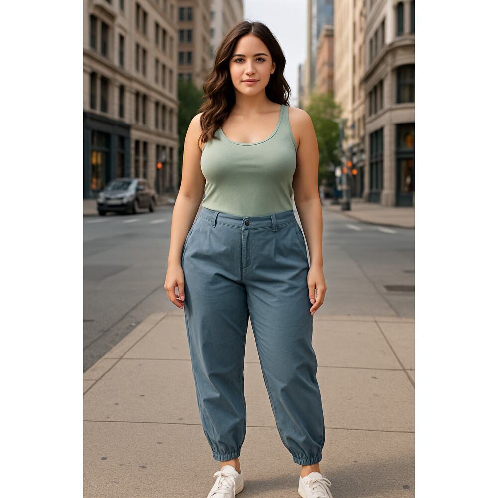 New Halara Cotton Jogger Pants Blue Elastic Cuffed Hem Casual S Regular